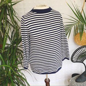 TALBOTS Lambswool Striped Crew Neck Sweater